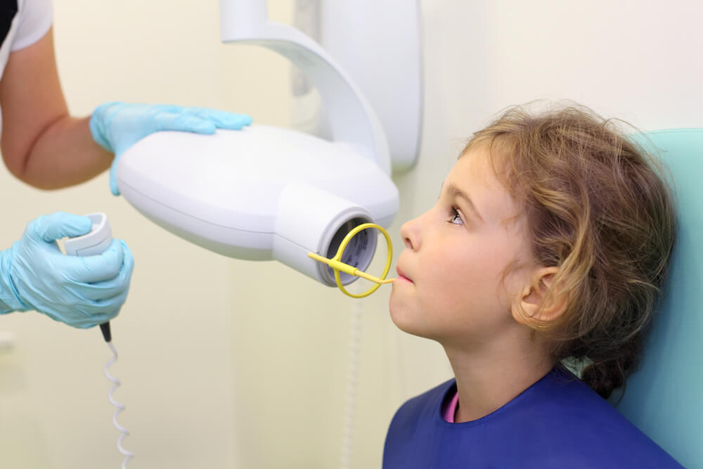 Young child having dental x rays